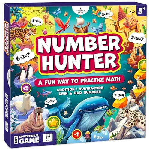 Number Hunter Math Board Game – Addition & Subtraction Adventure for Kids Ages 4-8 – Fun Educational STEM Game for Kindergarten, 1st-3rd Grade, Homeschool & Family Game Night - Image 1