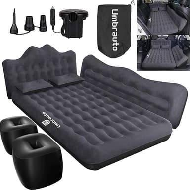 Umbrauto Inflatable Car Mattress Bed: SUV Camping Air Bed for Truck Backseat with Pump & Pillows, Car Sleeping Airbed for Van Back Seat - Image 1