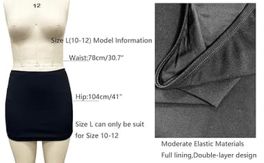 Wrotorea Women's Black Mini Skirt Mid-Waist Stretch Fitted Bodycon Short Mini Skirt (XS, Black) - Image 5