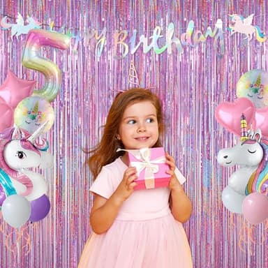 Melsan 2 Pack 3.2 ft x 8.2 ft Tinsel Foil Fringe Curtains Backdrop, Sparkle Metallic Foil Curtains for Party Photo Booth Props Decoration, Pinkish Purple - Image 3