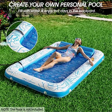 Jasonwell Inflatable Tanning Pool Lounger Float 4 in 1 Sun Tan Tub Sunbathing Lounge Raft Floatie Toys Water Filled Bed Mat Pad for Kids Adult Blow Up Kiddie Ball Pit Pool (XL) - Image 2