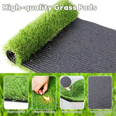 Grass Pee Pads for Dogs, 2 Pack Dog Grass Pad with Tray Washable Artificial Turf, Replaceable Pee Pad for Small, Medium, Large Pet, 26"x26" Grey Tray - Image 4