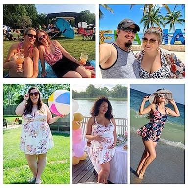 COCOPEAR Women Elegant Crossover One Piece Swimdress Floral Skirted Swimsuit(FBA),Teal Floral,X-Large / 10-12 - Image 2