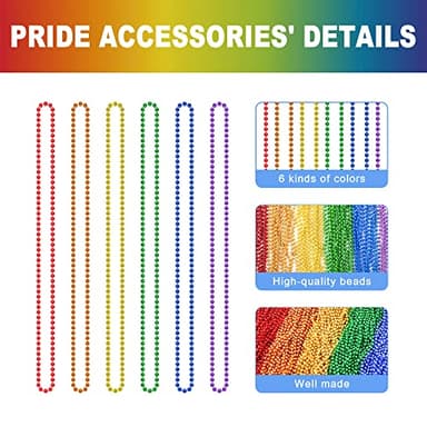 EOBOH Pride Beads Stuff, LGBTQ Necklace Accessories,100PCS 6 Kinds of LGBTQ Metallic Beads Necklaces Bulk, Gay Lesbian Pride Necklace, Costumes Decor for Pride Month Parade Throws Party Favors - Image 2
