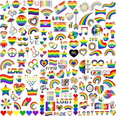 139+ PCS Pride Tattoos For Men Adults, Gay Pride Tattoos Face, Pride Day Accessories For Women, LGBT Rainbow Festival Fake Temporary Tattoos Body Stickers Celebrations Party Equality Parades - Image 4