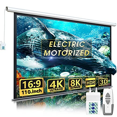 110" Motorized Projector Screen - Indoor and Outdoor Movies Screen 110 inch Electric 16:9 Projector Screen W/Remote Control - Image 1