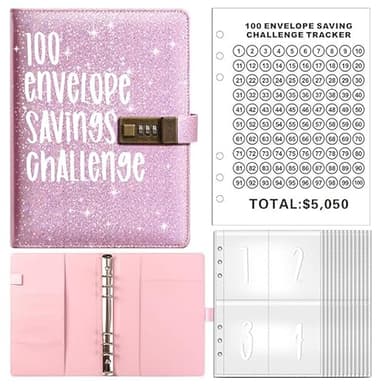 100 Envelopes Money Saving Challenge A5 Challenge Tracker to Save $5,050, Budget Binder Savings Challenge Book (Pink) - Image 2