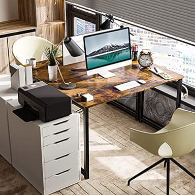 ODK 40 Inches Computer Desk for Home Office, Office Table for Small Spaces, Writing Desk with Headphone Hooks, Rustic Brown - Image 2