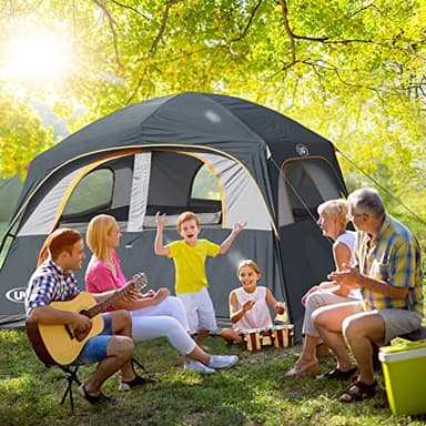 UNP Tents 6 Person Waterproof Windproof Easy Setup,Double Layer Family Camping Tent with 1 Mesh Door & 5 Large Mesh Windows -10'X9'X78in(H) Gray - Image 7