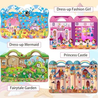 Kalysky Dress Up Sticker Books for Girls Ages 3+, Reusable Puffy 3D Sticker Books for Toddlers, Include Princess Mermaid Fairy and Fashion Girl,Activity Books for Toddlers 3-5 - Image 3