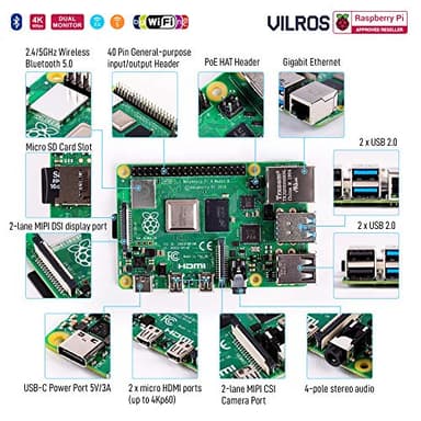 Vilros Raspberry Pi 4 Complete Starter Kit- Includes Raspberry Pi 4 Board, Fan Cooled Case, 64GB Preloaded Micro SD Card and More (8GB, Clear Transparent Case) - Image 2