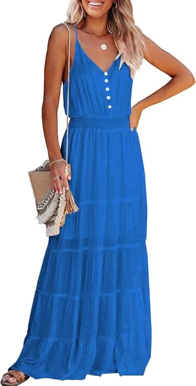 PRETTYGARDEN Women's 2026 Summer Maxi Dress Spaghetti Strap Sleeveless High Waist Beach Vacation Long Sundresses - Image 2