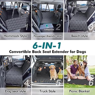 Chumajor Back Seat Extender for Dogs-Supports 400lb,Waterproof Dog Car Seat Cover Hard Bottom-Detachable,600D Heavy Duty Scratch Proof Nonslip Soft,Dog Hammock for Car,SUVs - Image 5