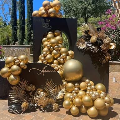 140pcs Gold Balloon Arch Kit, Gold Balloons of Different Sizes Pack of 18 12 10 5 Inch Party Balloon Kit for Birthday Party or Balloon Arch as Graduation Wedding Baby Shower Party Decorations - Image 5