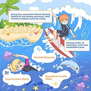 Seaskin Kids Wetsuit for Boys Toddlers, 2mm Front Zipper Shorty Wetsuits, Neoprene Thermal Swimsuits for Diving Surfing Swim Lessons Size 4 - Image 4