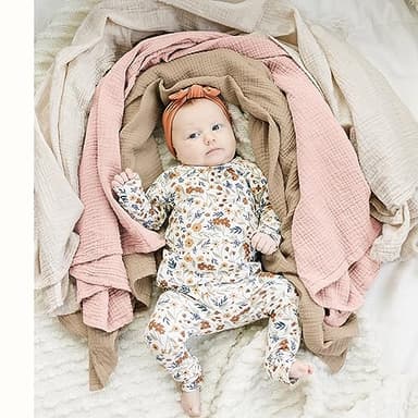 Konssy 3 Pack Muslin Swaddle Blankets for Unisex, Newborn Receiving Blanket, Large 47 x 47 inches, Soft Breathable Muslin Baby Swaddles for Boys & Girls - Image 2