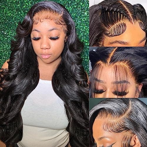 QUANDIAN 28 Inch Body Wave Lace Front Wigs Human Hair 13X6 HD Lace Frontal Wigs Human Hair 180% Density Glueless Wigs Human Hair Pre Plucked for Women Brazilian Virgin Body Wave Wig Natural Color - Image 1