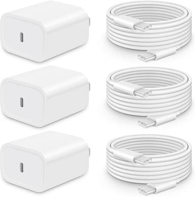 i Phone 17 16 15 Charger Fast Charging-20W USB C Power Brick with 6Ft Type C to C Cord for i Phone 17/17 Pro/17 Air/17 Pro Max/16/16 Pro/16 Plus/16 Pro Max/15 Series, i Pad Pro & More [3 Pack - Image 1