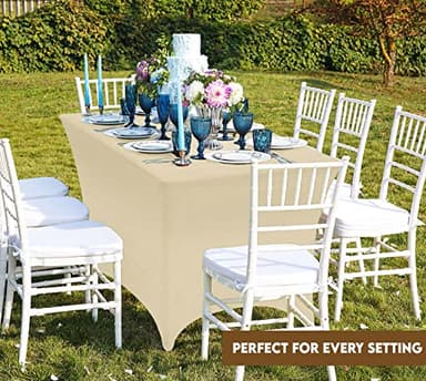 Utopia Kitchen Spandex Tablecloth 2 Pack [6FT, Champagne] Tight, Fitted, Washable and Wrinkle Resistant Stretch Table Cloth Rectangle Cover for Trade Show, Weddings & Parties [72Lx30Wx30H Inch] - Image 7