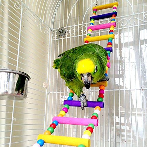 Bird Parrot Toys Ladders Swing Chewing Toys Hanging Pet Bird Cage Accessories Hammock Swing Toy for Small Parakeets Cockatiels, Lovebirds, Conures, Macaws, Lovebirds, Finches (10 Ladders) - Image 1