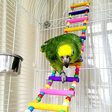 Bird Parrot Toys Ladders Swing Chewing Toys Hanging Pet Bird Cage Accessories Hammock Swing Toy for Small Parakeets Cockatiels, Lovebirds, Conures, Macaws, Lovebirds, Finches (10 Ladders) - Image 1