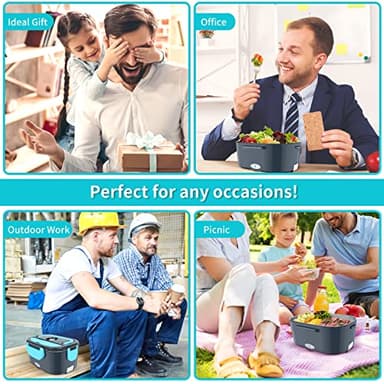 CHARMDOO Electric Lunch Box, Food Warmer Heater 12V 24V 110V, 80W Faster Heated Lunch Box for Car/Truck/Home Portable Heating Boxes with 1.5L 304 SS Container Fork & Spoon - Image 7