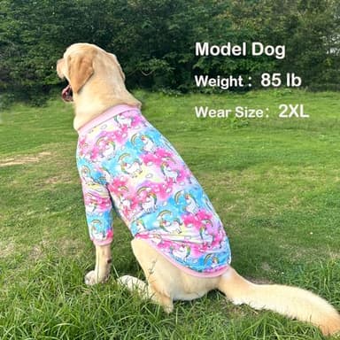 PriPre Dog Colorful Unicorn T Shirts Rainbow Pattern Printed Pet Shirt Softable Pajamas for Large Dog (3XL,Colorful) - Image 3