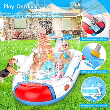 Kiddie Pool for Toddlers, Splash Pad for Kids Ages 4-8, 68" Inflatable 3-in-1 Swimming Pool for Kids, Backyard and Outside Sprinkler Play Mat Wading Pool for 3 4 5 6 Year Old - Image 7