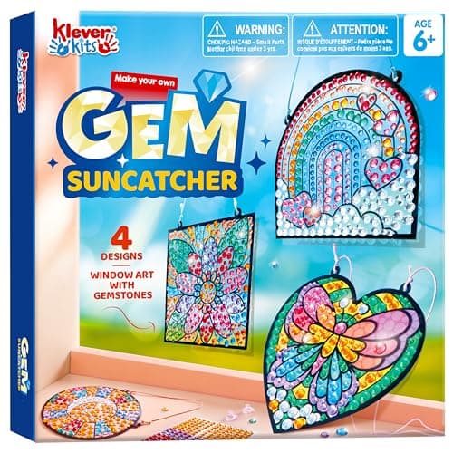Klever Kits 4PCS Window Art Suncatcher Kits, Fun Gem Painting Kits, Diamond Art and Crafts for Boys Girls, Great Crafts Gift for Kids Birthdays Christmas Ages 6+ - Image 1