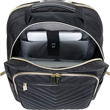 Kenneth Cole REACTION Women's Chelsea Chevron 15" Laptop and Tablet Backpack, Black - Image 6