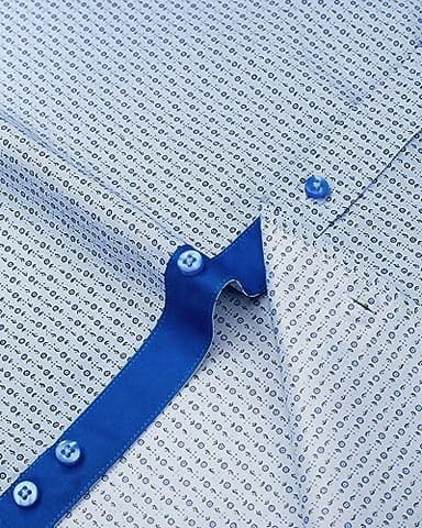 J.VER Mens Pattern Shirts Long Sleeve Regular Fit Button Down Printed Shirts Light Blue Medium - Image 4