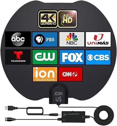 JOINUS TV Antenna, TV Antenna Indoor, HD TV Antenna for Smart TV and Old TV,TV Antenna for Local Channels,Support 4K 1080p with Signal Booster Antenna TV Digital HD Indoor, 18FT Coax HDTV Cable - Image 1