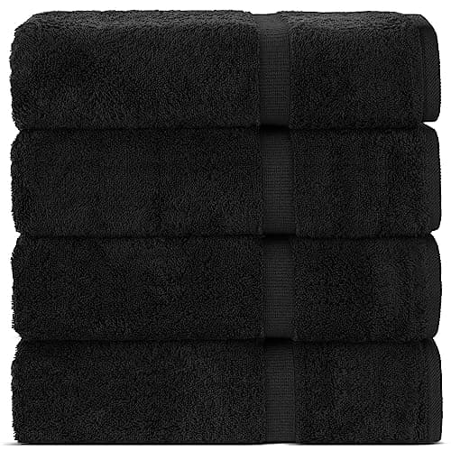 Chakir Turkish Linens | Hotel & Spa Quality 100% Cotton Premium Turkish Towels | Soft & Absorbent (4-Piece Bath Towels, Black) - Image 1