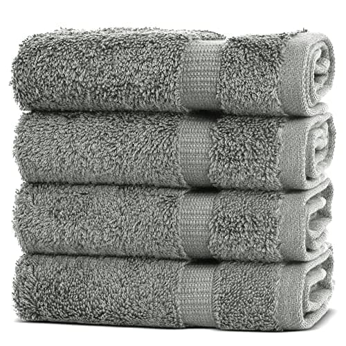 Chakir Turkish Linens | Hotel & Spa Quality 100% Cotton Premium Turkish Towels | Soft & Absorbent (4-Piece Washcloths, Gray) - Image 1