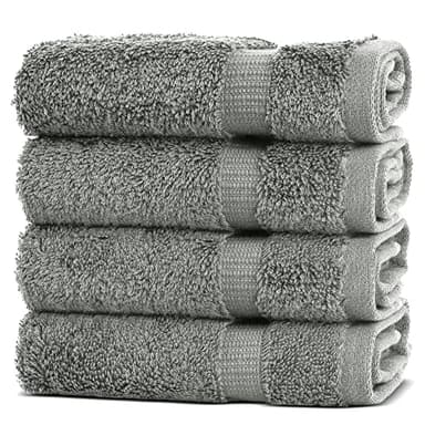 Chakir Turkish Linens | Hotel & Spa Quality 100% Cotton Premium Turkish Towels | Soft & Absorbent (4-Piece Washcloths, Gray) - Image 1