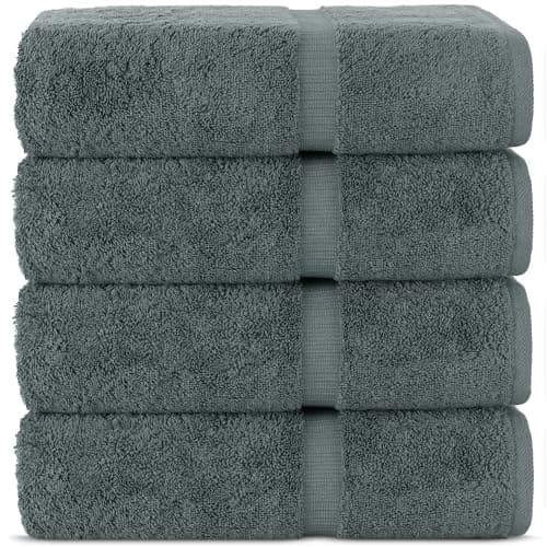 Chakir Turkish Linens | Hotel & Spa Quality 100% Cotton Premium Turkish Towels | Soft & Absorbent (4-Piece Bath Towels, Dark Gray) - Image 1