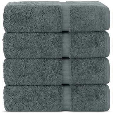 Chakir Turkish Linens | Hotel & Spa Quality 100% Cotton Premium Turkish Towels | Soft & Absorbent (4-Piece Bath Towels, Dark Gray) - Image 1