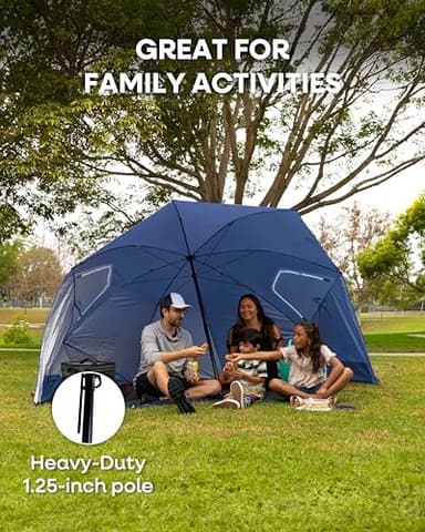 Sport-Brella Premiere XL 9-Foot Umbrella - Heavy-duty 1.25" Center Pole & Twist Handle Auger - UPF 50+ Sun Protection - Privacy Side Panels, Zippered Windows & 2 Interior Pockets - Carry Bag Included - Image 9