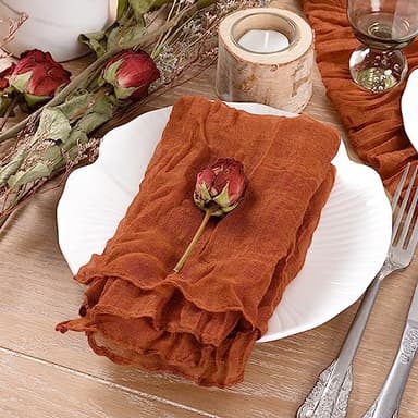 Socomi Terracotta Cheesecloth Napkins Fall Burnt Orange Cheese Cloths Gauze Set of 50 Boho Washable Dinner Table Napkins for Wedding Party Baby Shower Birthday Party Decor - Image 5