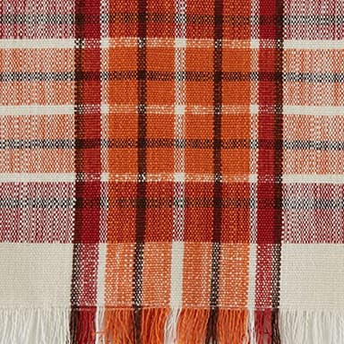 DII Thanksgiving & Fall Table Decoration Autumn Farmhouse Plaid, Table Runner, 14x108, Pumpkin Spice Orange - Image 4