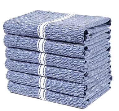 Lane Linen Kitchen Towel Set, 6 Pack 100% Cotton Hand Towels For Kitchen, Dish Towels For Drying Dishes, Lint Free, 14"x25", Good For Cleaning Windows, Ceramic Surface, Glass Stovetops - Blue Chambray - Image 1