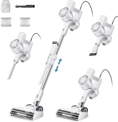 FABULETTA 23Ft Corded Stick Vacuum, 600W Power Stick Vacuum with Telescopic Alloy Tube, 6 in 1 Ultra- Light Corded Vacuums Cleaner Converts to a Hand Vacuums, Great for Pet Hair & Hard Floor - Image 2