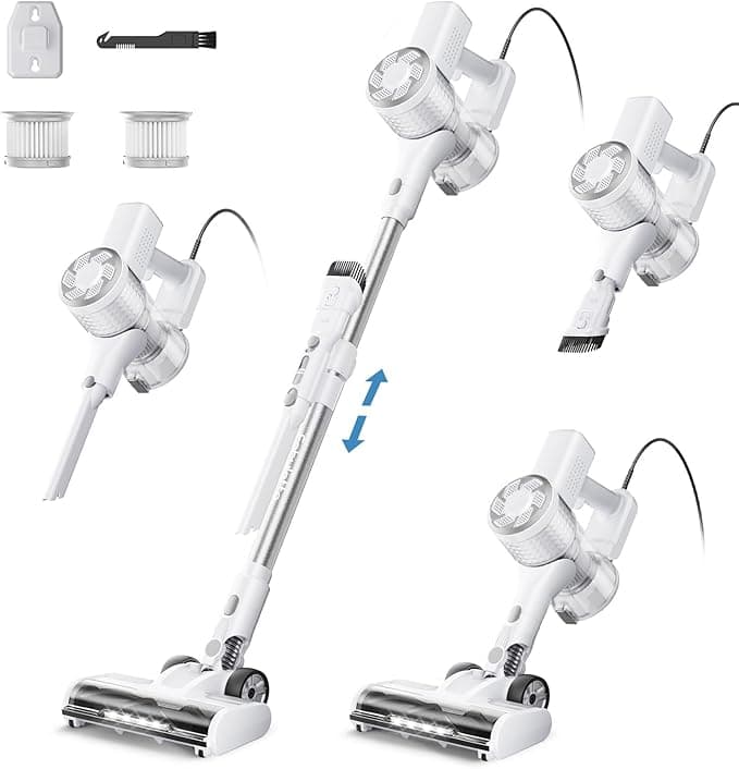 FABULETTA 23Ft Corded Stick Vacuum, 600W Power Stick Vacuum with Telescopic Alloy Tube, 6 in 1 Ultra- Light Corded Vacuums Cleaner Converts to a Hand Vacuums, Great for Pet Hair & Hard Floor - Image 1