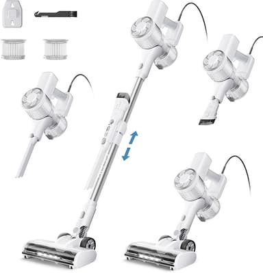 FABULETTA 23Ft Corded Stick Vacuum, 600W Power Stick Vacuum with Telescopic Alloy Tube, 6 in 1 Ultra- Light Corded Vacuums Cleaner Converts to a Hand Vacuums, Great for Pet Hair & Hard Floor - Image 1
