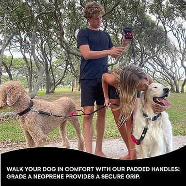 Black Rhino 6 ft Long Heavy Duty Dog Leash with Traffic Handle for Medium and Large Dogs - Padded Neoprene Dual Handles, Bag and Clip - Reflective, Durable, and Weather Resistant - Green - Image 5