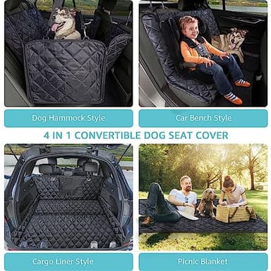 Truck Dog Seat Cover for Pickup Back Seat | Mesh Window & Seat Belt | 100% Waterproof Dog Hammock for Car Safe Travel with Side Door Protectors | Non-Slip, Scratchproof Pet Rear Seat Cover - Image 4