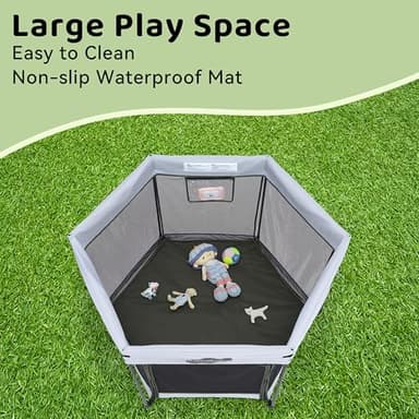 Pamo Babe Baby Playpen with Sun Protection Canopy - Indoor & Outdoor Play Yard for Babies and Toddlers - Baby Tent with Zipper Door - Image 3