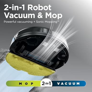 Shark Robot Vacuum & Mop Combo, Powerful Suction, Matrix Plus, 60-Day Debris Capacity, HEPA Bagless Self Empty Base, Sonic Mopping, Home Mapping for Pet Hair - Carpets & Hardfloor, AV2610WA - Image 2