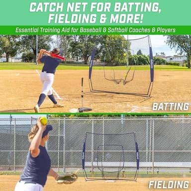 GoSports Team Tone 7 ft x 7 ft Baseball & Softball Practice Hitting & Pitching Net in Team Colors - Navy - Image 2