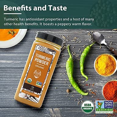 Soeos Organic Turmeric Powder 10oz (284g), Non-GMO Verified, USDA Organic, Natural Curcumin, Lab Tested for Purity, Sealed Package To Keep Turmeric Fresh - Image 7